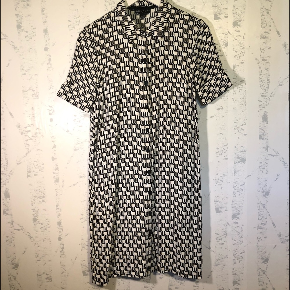 Tribal Femme Geometric Print Shirt Dress Sz Small